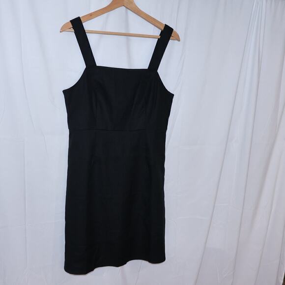 J Crew NWOT Biostretch Linen Blend Black A Line Dress Size 8 Sleeveless Straps - Picture 10 of 11